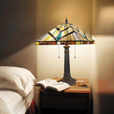 Capulina 16Inch Tiffany Style Stained Glass Lamp Amber Cream Antique Mission Design For Bedroom Living Room Capulina 16Inch Tiffany Style Stained Glass Lamp Amber Cream Antique Mission Design For Bedroom Living Room