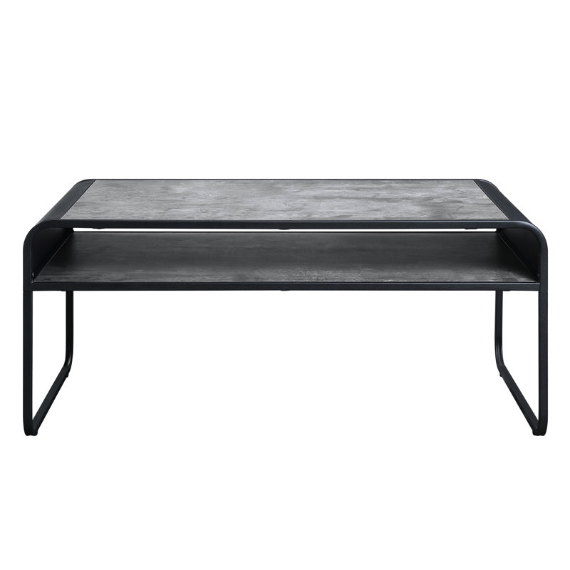 Table basse en béton gris et noir - 8 po Hauteur de l'emballage pour optimiser l'espace