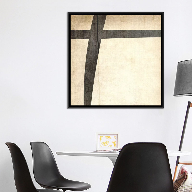 «Plus - Bleached Linen», art textuel sur toile en beige et brun, H 37 po x l 37 po x P 1,5 po, Toile avec cadre noir