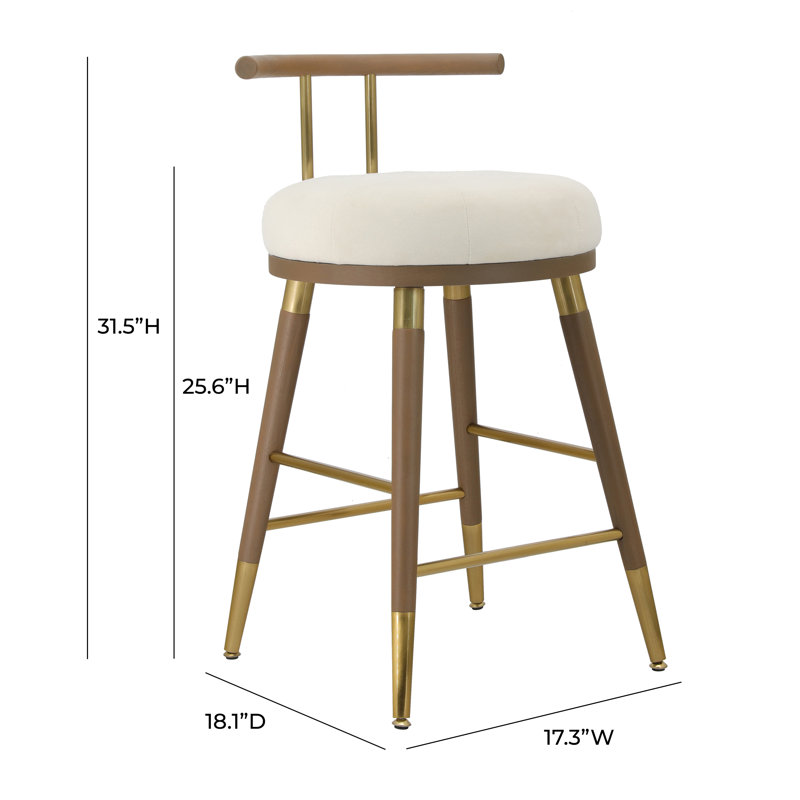 Upholstered Counter Stool, Counter Stool (25.6" Seat Height), Brown/Gold, White