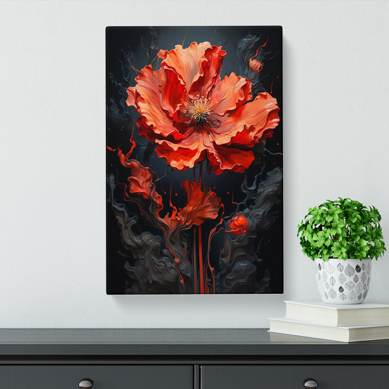 Poppy Flower Conceptual - Wrapped Canvas, 60cm H x 40cm W x 3cm D