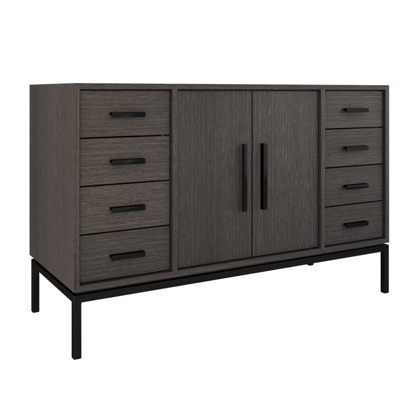 Rift White Oak Single Extra Wide Bath Vanity, Gray Weathered, Matte Black, 54"