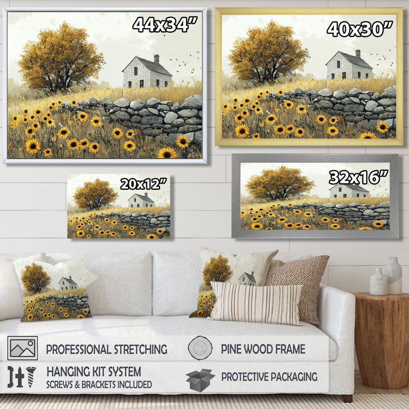 Doni - Floral Wall Art, Single Picture Framed Print, 30" H x 40" W, Black
