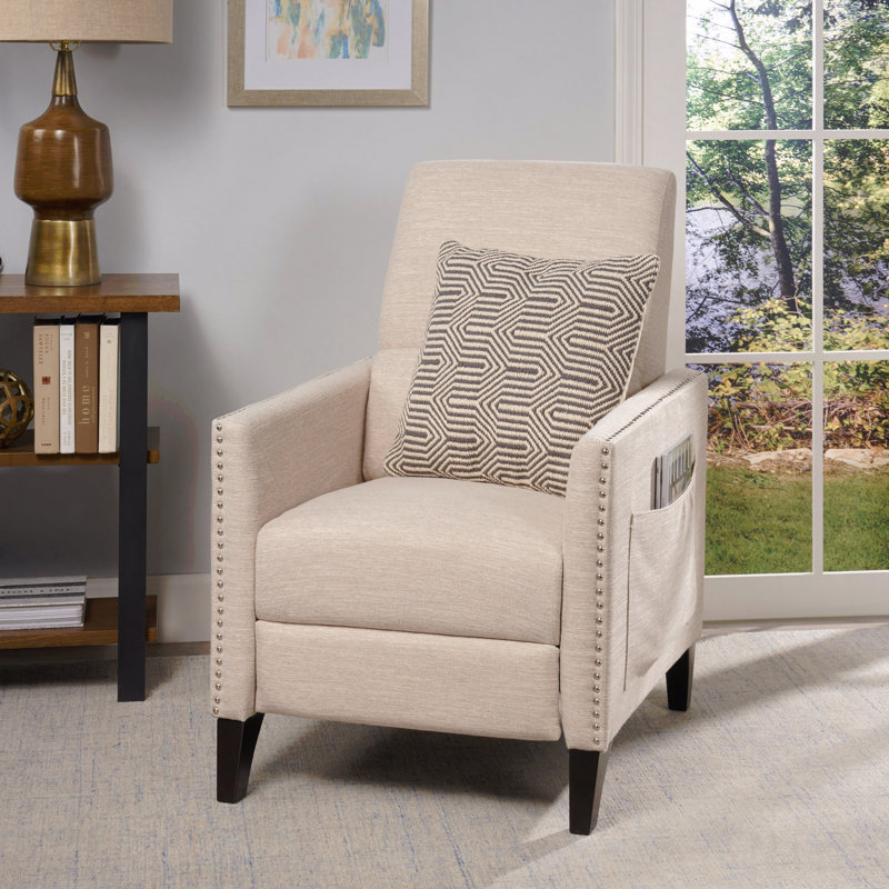 Fauteuil inclinable Mid-Century en tissu, Beige