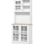 Armoire de cuisine autoportante 72 po, blanche, avec grand comptoir, portes en verre, tablettes réglables pour garde-manger enchanteresse de salle à manger, 72 po, tablettes, portes