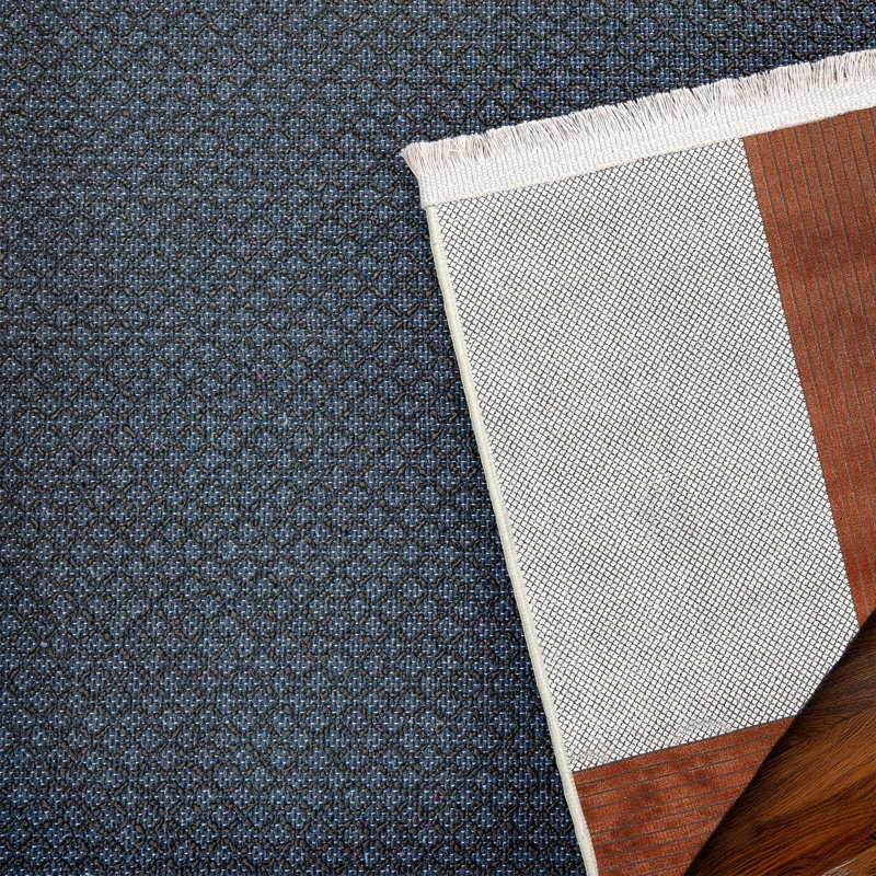 Tapis cuivre tissé antidérapant à motif géométrique cuivre