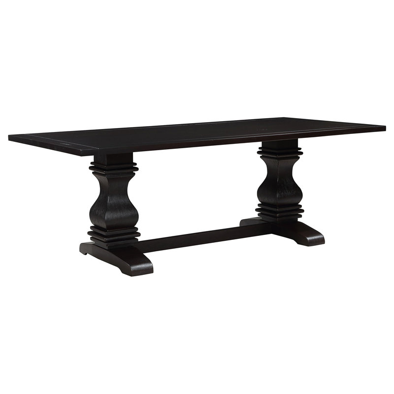 Villeneuve Rustic Espresso Rectangular Double Pedestal Dining Table