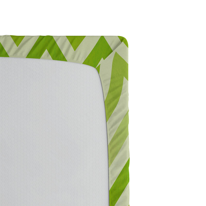 Drap-housse orange Ambesonne, Drap-housse de taille très grand, Chevron vert pâle