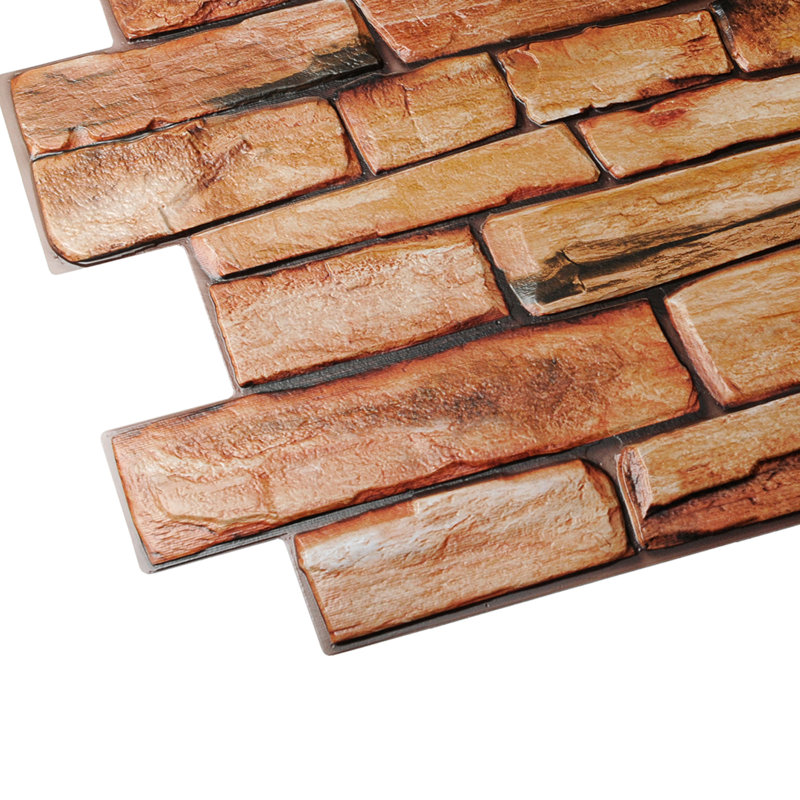 20" x 39" 3D Wall Panel (10-Pack), Brown Red