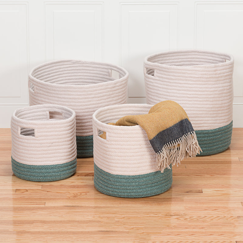 Fabric Basket With Handles 1, 20" H x 20" W x 16" D , Teal