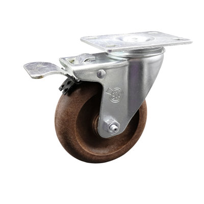 4 Inch SS High Temp Glass Filled Nylon Top Plate Caster with Total Lock Brake -  Service Caster, SCC-SSTTL20S414-GFNSHT