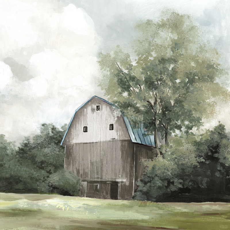 «Aurielle Gray Barn» par Allison Pearce - reproduction d'art sur toile tendue, H 36 po x l 36 po
