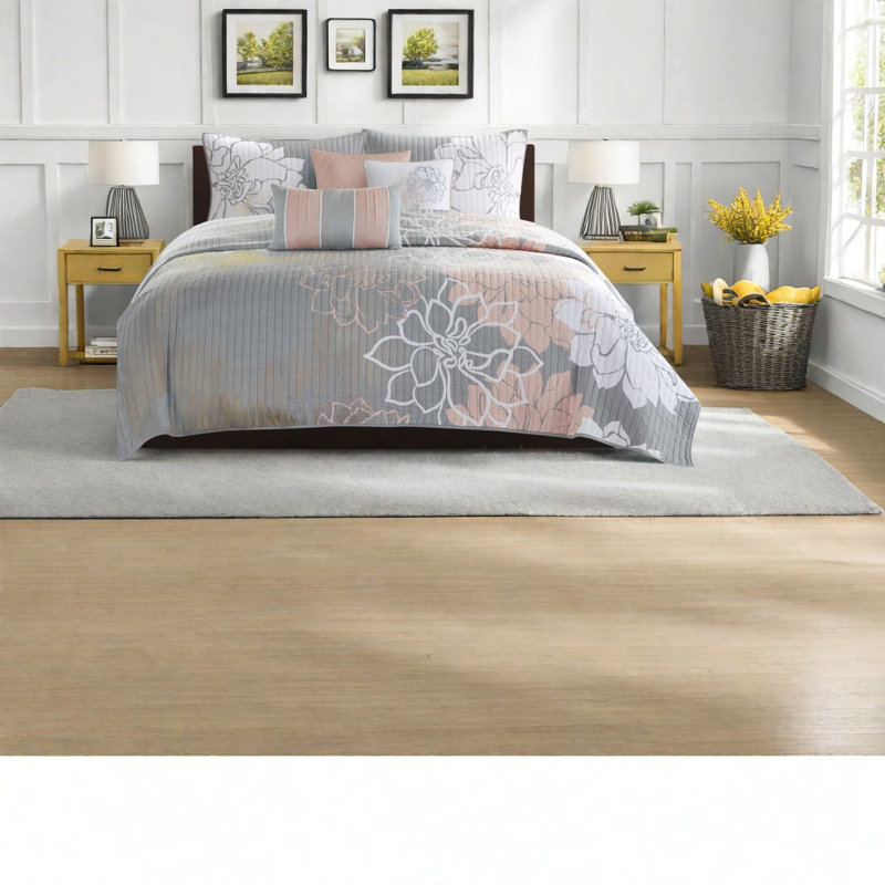 Ensemble de literie réversible en coton, motif floral de luxe, idéal pour l'été