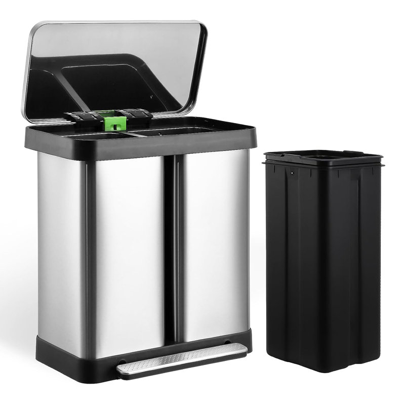 Poubelle à pédale en acier, 17,5 gallons