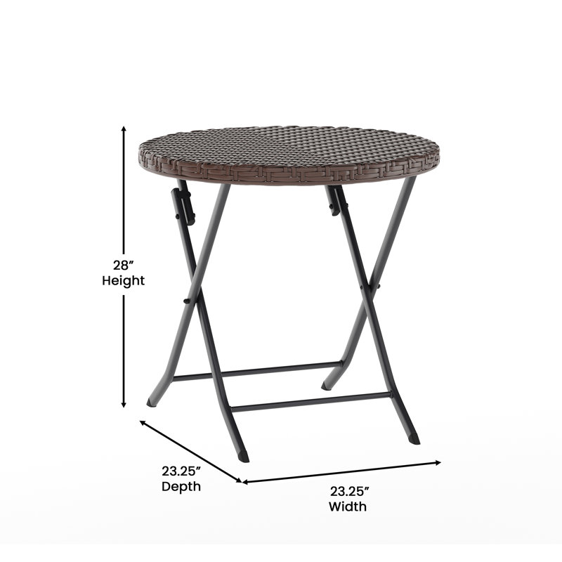 Three Piece Folding Set in PE Rattan with Metal Frames for Indoor and Outdoor Use, Brown/Black