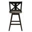 De 2 chaises pivotantes noires à hauteur de comptoir, en bois massif et en bois d'hévéa de style rustique (2)-677964981
