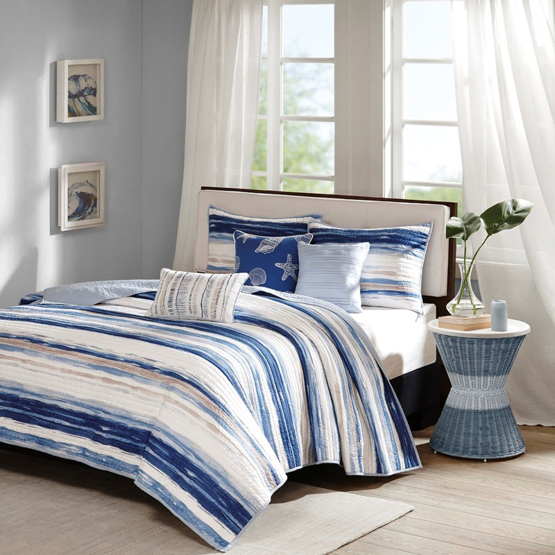 6 pièces de courtepointe pour très grand / très grand - bleu avec motif d'aquarelle