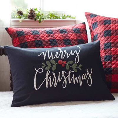 Merry Christmas Linen Lumbar Pillow
