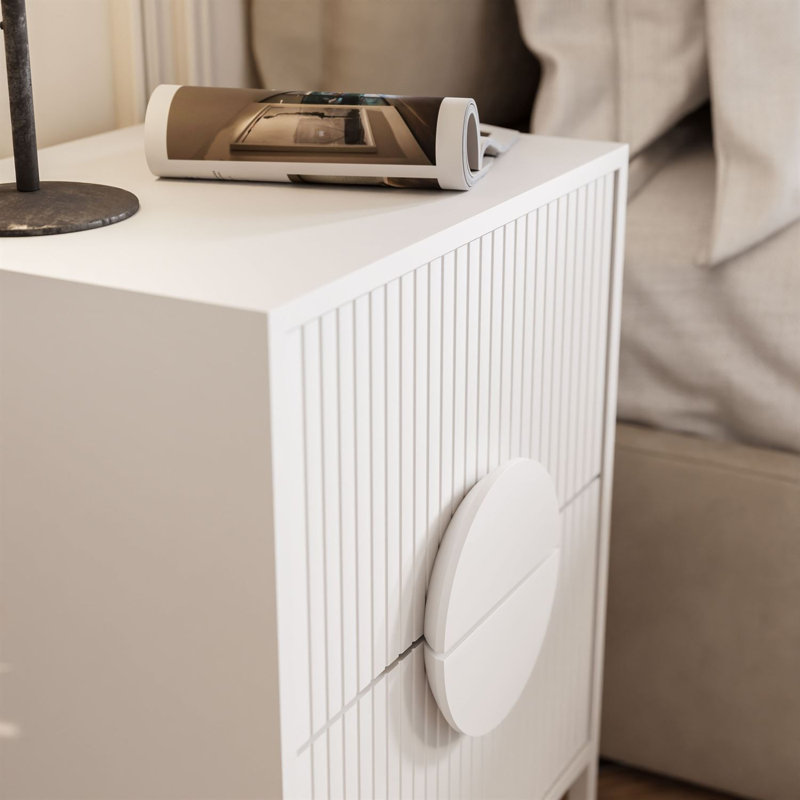 40cm W Metal Bedside Table, white