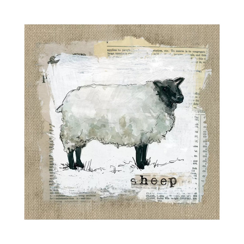 Burlap Sheep by Carol Robinson - Wrapped Canvas Print, 45.72 cm H x 45.72 cm W