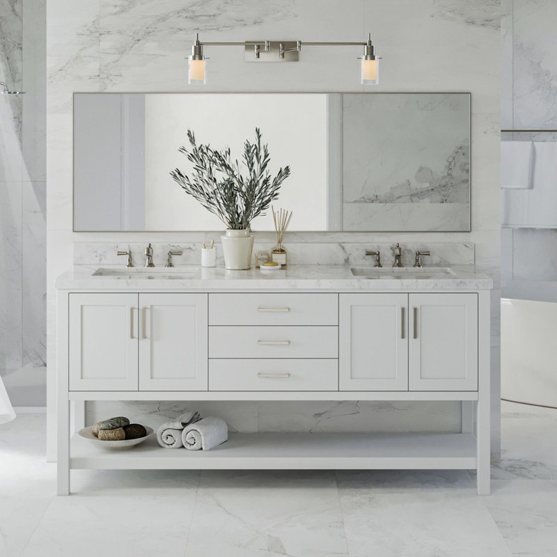 Magnolia Bath Vanity Rectangular Basin S073DCWRV, White, Rectangular