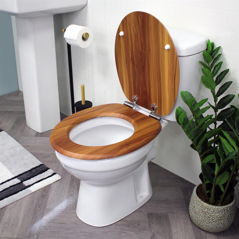 Sellman Soft Close Round Standard Toilet Seat, Antique Pine