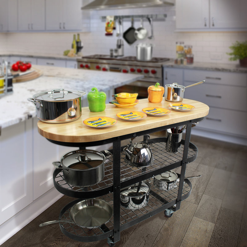 Gourmet Kitchen Cart with Butcher Block Top
