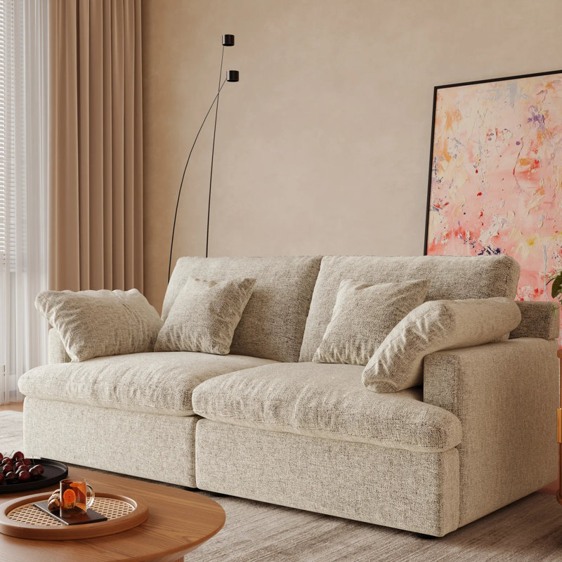 Petit ensemble modulaire de canapé modulaire en tissu, 2, H 37,4 po x l 84,25 po x P 39,7 po, Blanc