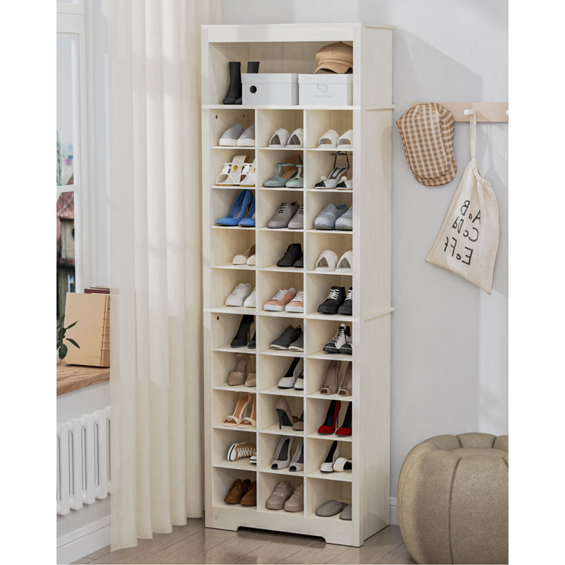 Armoire à chaussures 30 paires avec 31 casiers ouverts, étagère à chaussures verticale 11 niveaux avec tablettes réglables pour le vestibule, la chambre à coucher