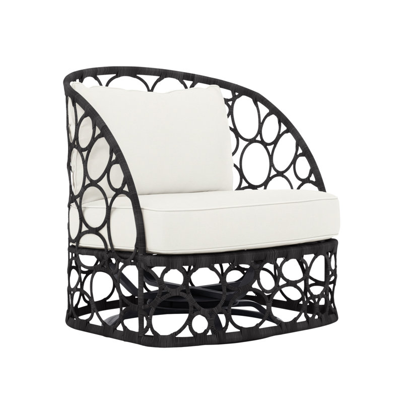 Bali Swivel Patio Chair with Cushions, White Vinyl 6503-000, Lava