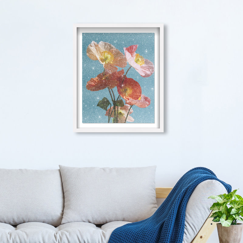 Poppy Bloom II Shadowbox Floral & Botanical Print by Oliver Gal, Black Frame, 16 x 20, 17.5"H x 21.5"W, White Shadowbox