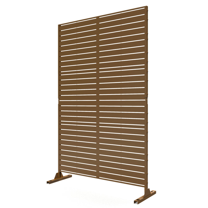 Panneau de clôture en métal avec motif à rayures 74,8 "x 47" Pacifa, Brun