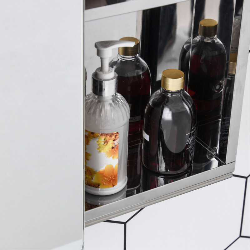 Exquisite Wall Mount Appearance Bathroom Cabinet with Shelf,Towel Rack with Mirror Sliding Door
