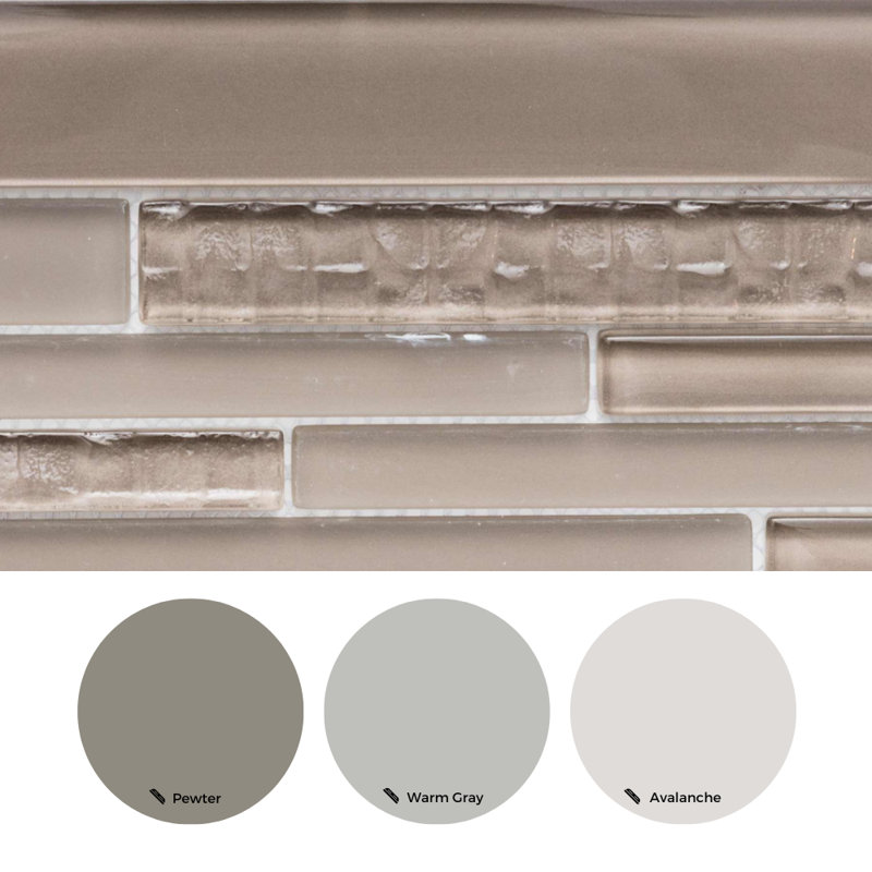 Karma Straight Edge Glass Mosaic Sheet Tile, Taupe