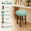 Tabouret de bar rembourré avec structure en bois d'acacia massif-133342231-133342234