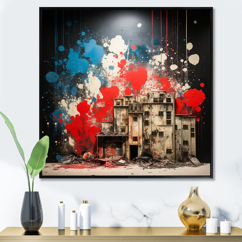 Streetart Castle In France - Street Wall Art, Cadre flottant noir, H 30 po x l 30 po x P 1,5 po