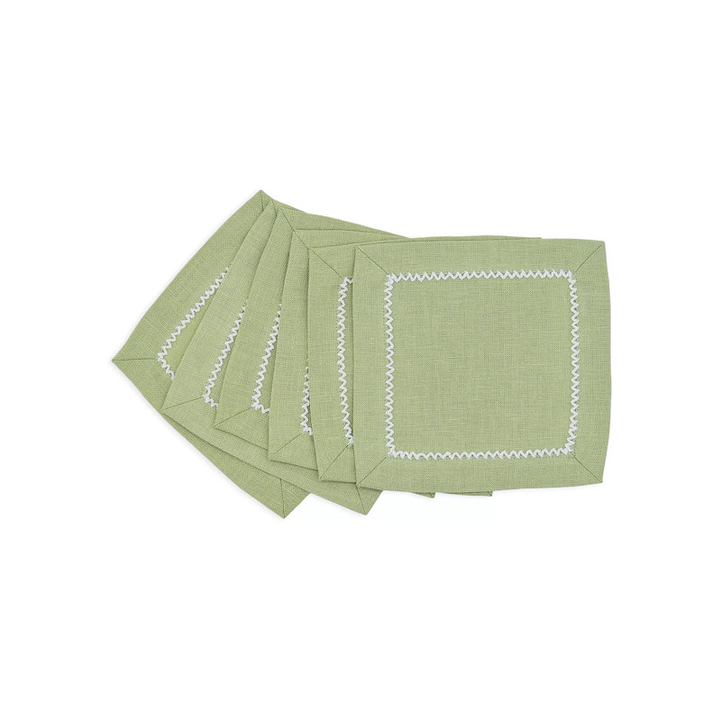 Inverted Picot Edge Cocktail Napkin, Sage