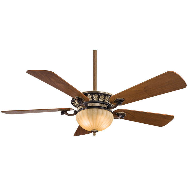 52" Volterra 5 - Blade LED Standard Ceiling Fan with Wall Control and Light Kit Included, Belcaro Walnut