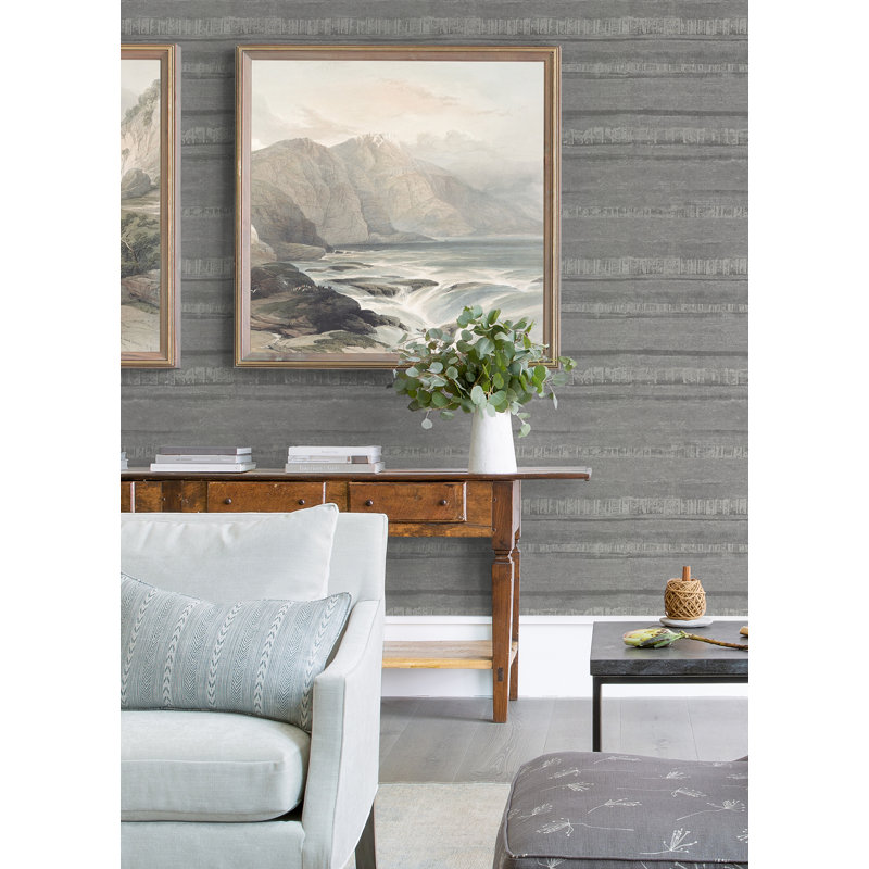 Rakasa Striped Metallic Wallpaper Roll, Gray