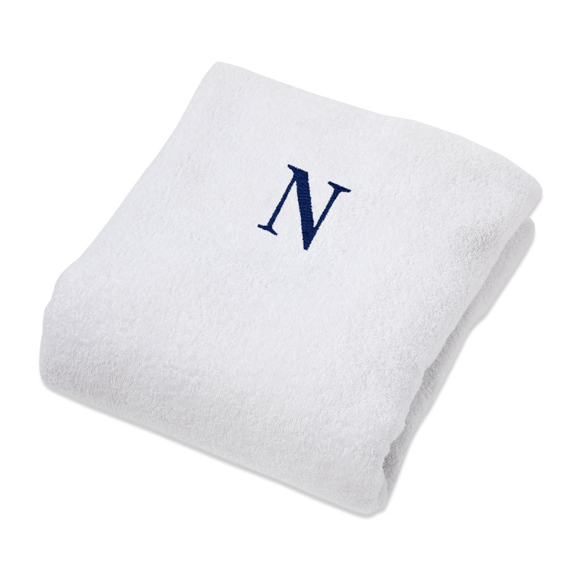 100% Combed Cotton Terry Monogrammed Patio Chaise Lounge Chair Cover, N