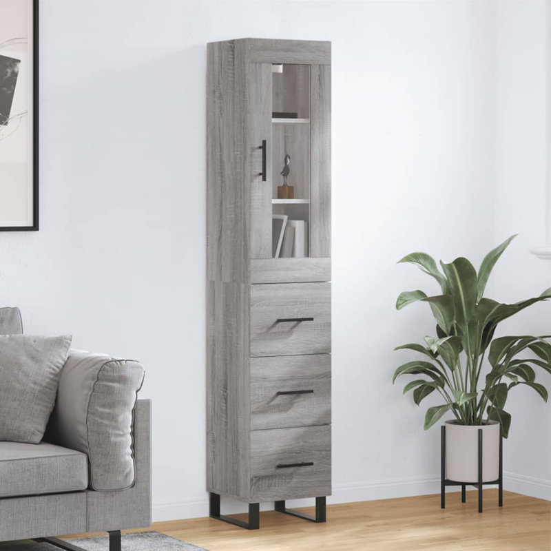 Mirai Display Cabinet, Grey Sonoma