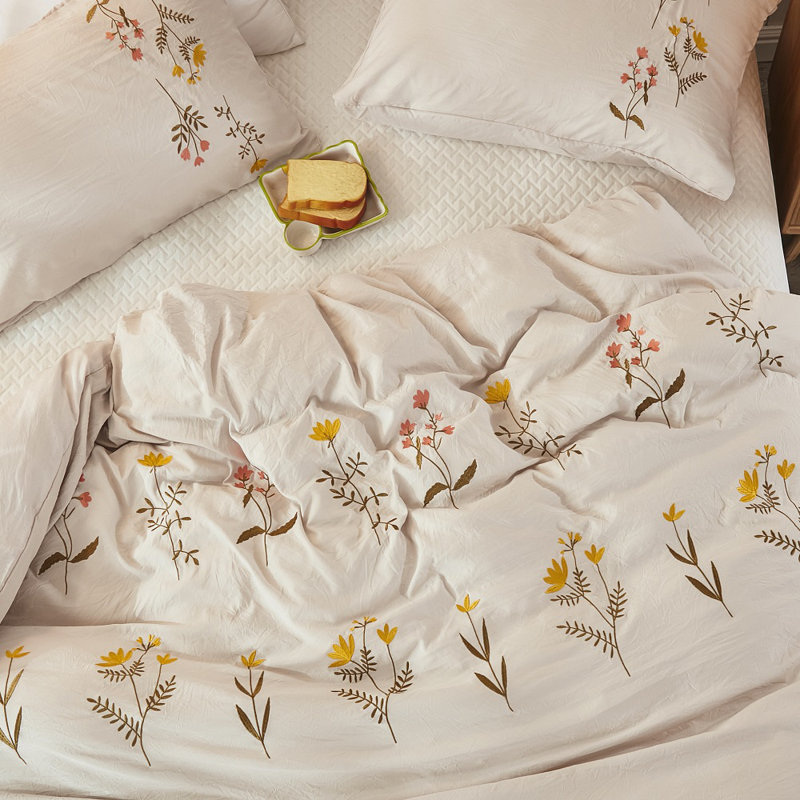 Polyester Standard Floral Duvet Cover, King, Beige