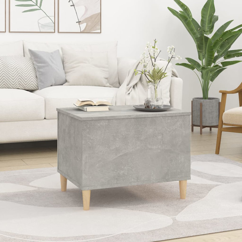 Kishaun Lift Top Four Leg Coffee Table with Storage, 45cm H x 60cm W x 44.5cm D, Concrete Grey