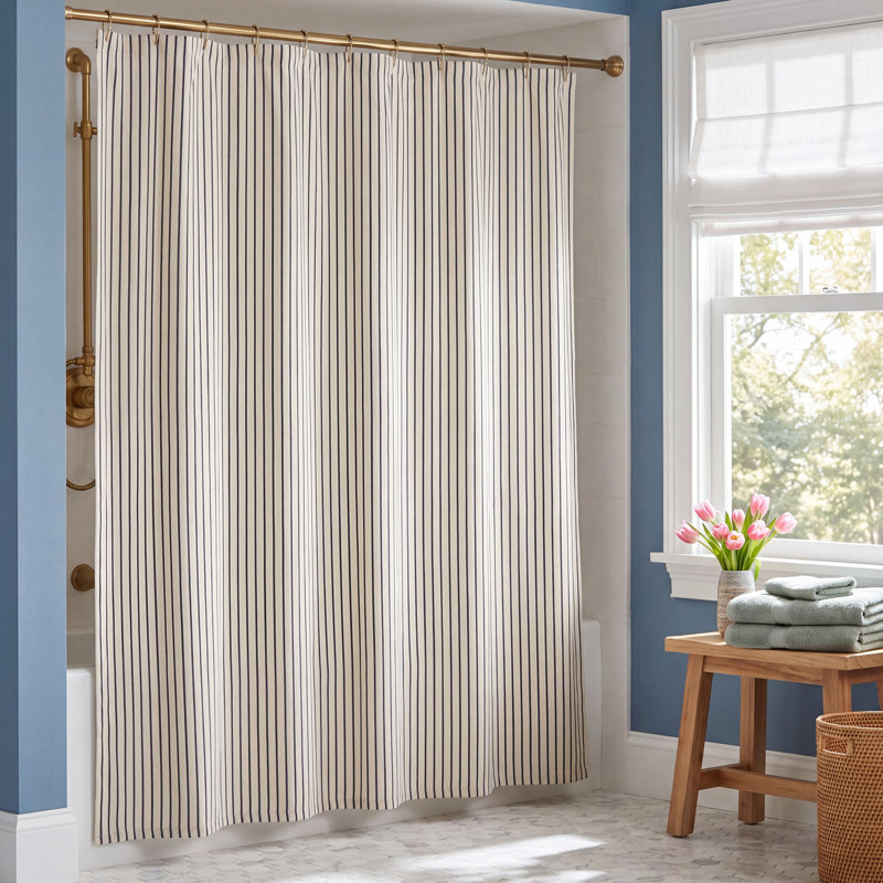 Zatanna Cotton Blend Striped Shower Curtain