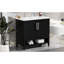 Meuble-lavabo de 36 po avec lavabo, bois massif noir et construction, système d'organisation de tiroirs fonctionnel, lavabo en céramique, style moderne, assemblage requis, portes et tiroirs, armoires,