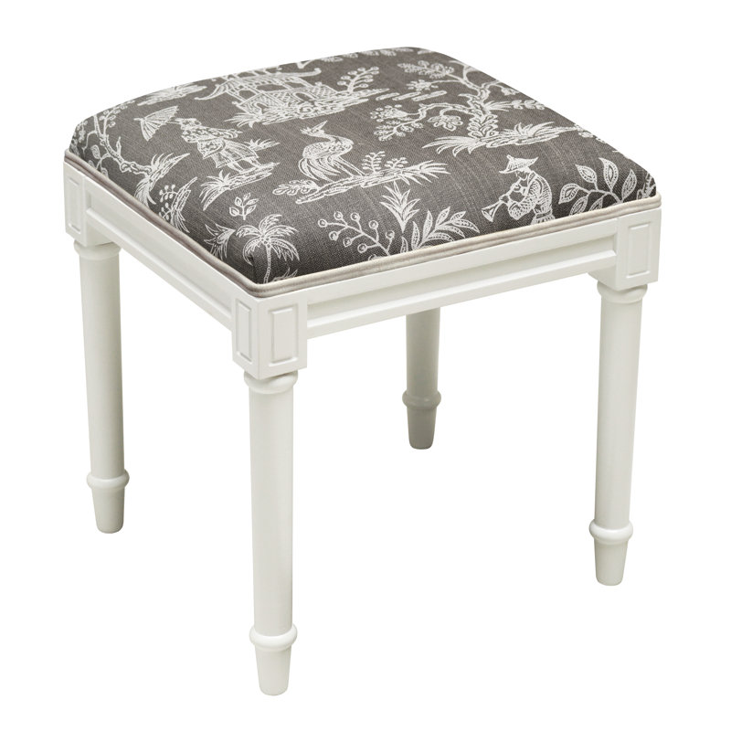 Tabouret de coiffeuse en bois massif Vansickle, Gris