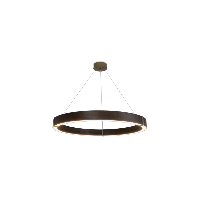 Redeo 48" Pendant Light, 2700K, Distressed Brass, Dark Stained Walnut