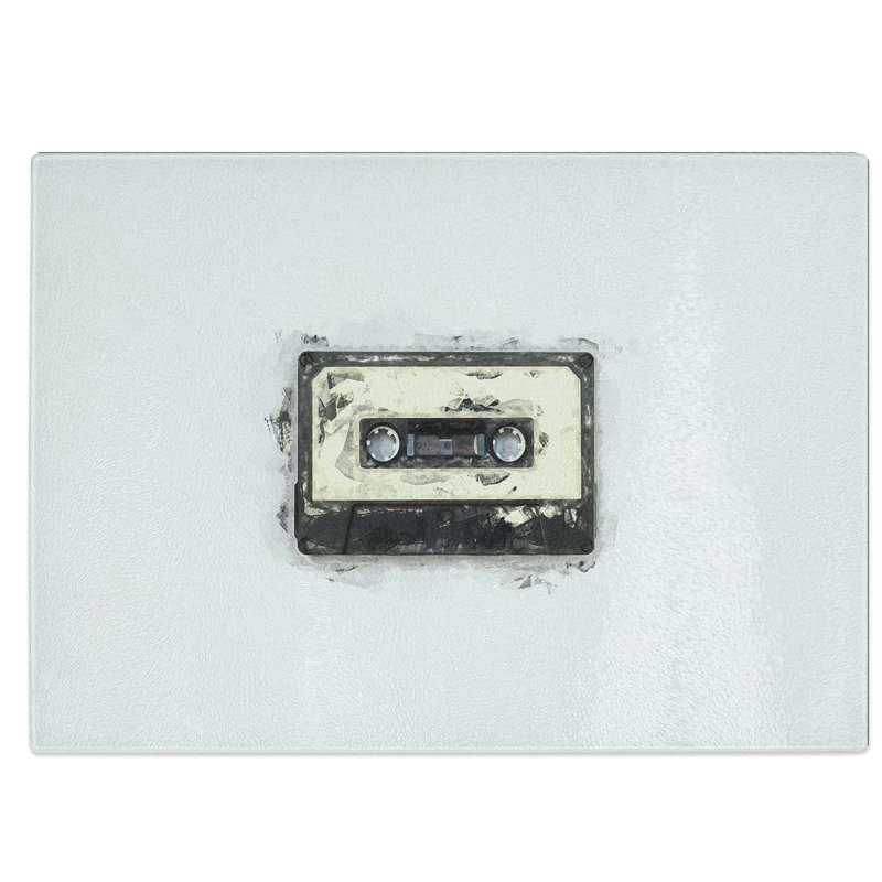 Tempered Glass Cassette Tape Chopping Board, 39 cm W x 28.5 cm L