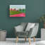 Paysage, champ et forêt avec rose sur toile-1865426519