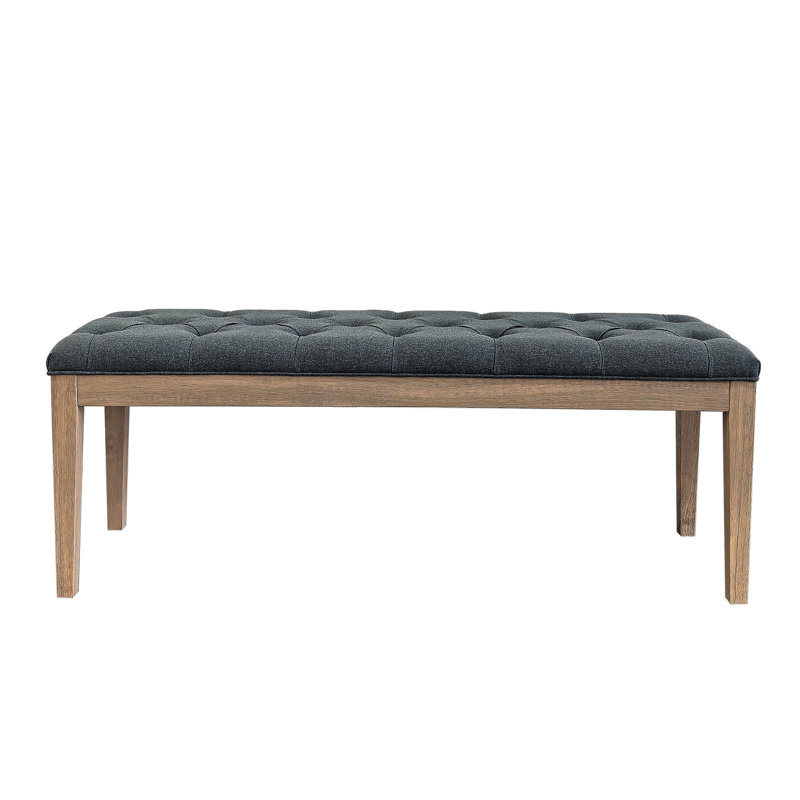 Lux Home Upholstered Bench - French Contemporary Designer Style, Rubber Wood Frame & Premium Linen | Foot Of Bed, Living Room Accent Or Entryway Seat (Grey, 49-1/2"W)